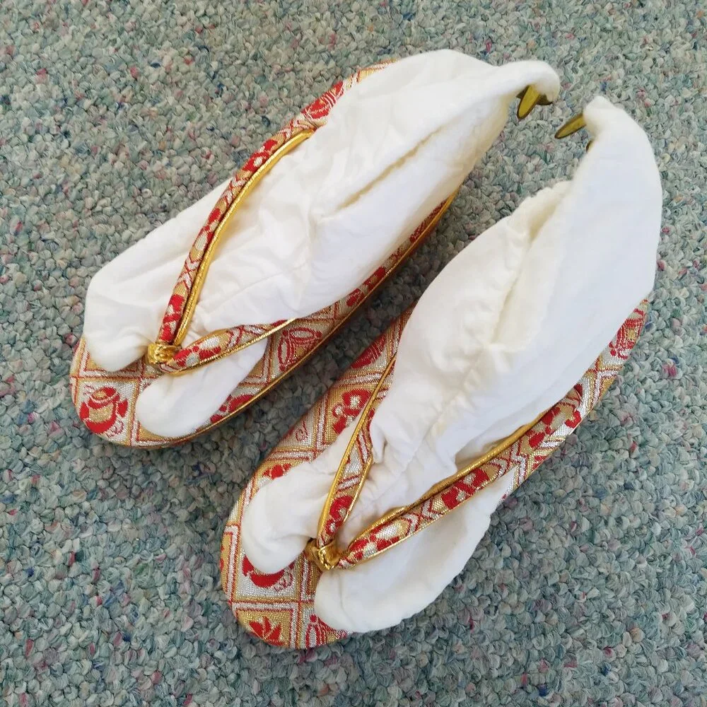 GEISHA Zori SANDELS Girls SHOES Wedge Flip Flop WITH SOCKS VINTAGE Japenese